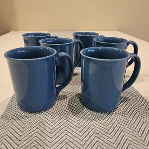 Six Vintage Corning Ware Blue Mugs